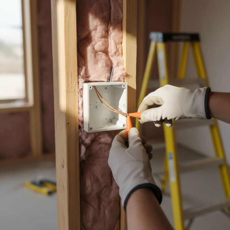 Electrician working on commercial wiring in East Texas