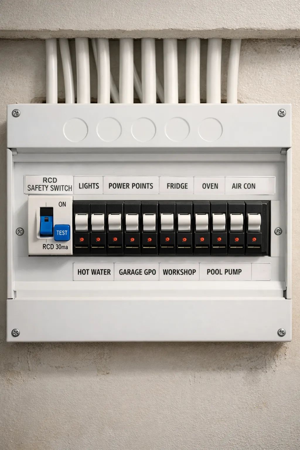 Electrician repairing an electrical panel in a Latexo Texas home