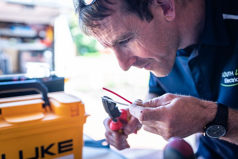 Around the Clock Electrical Services technician working in Grapeland Texas
